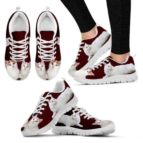 Cute Turkish Van Cat Print Sneakers For Women(White)