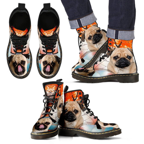 Pug Print Boots For MenExpress Shipping