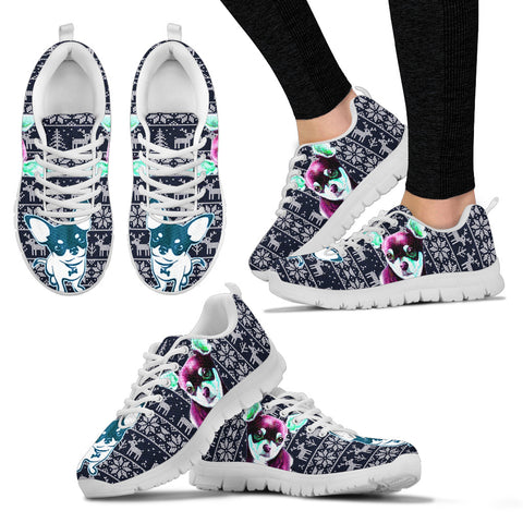 Cute Chihuahua Print Christmas Running Shoes For Women