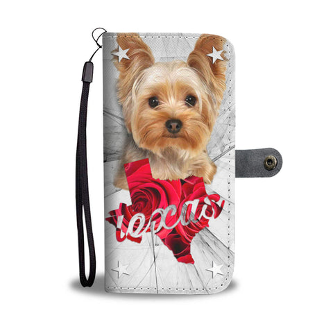 Cute Yorkshire Terrier Print Wallet Case TX State