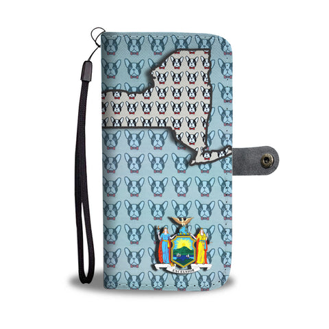 French Bulldog Pattern Print Wallet CaseNY State
