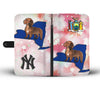 Cute Dachshund Dog Print Wallet CaseNY State