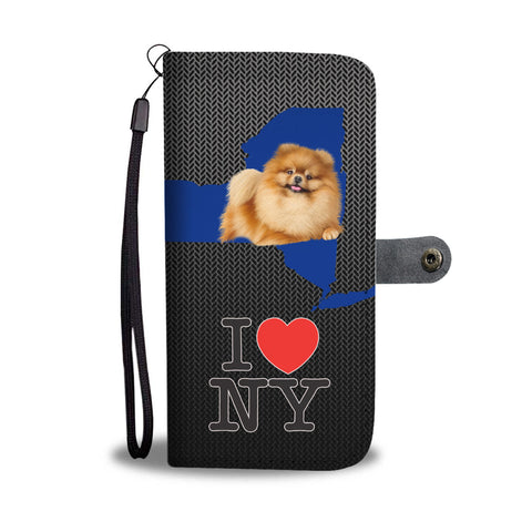 Cute Pomeranian Dog Print Wallet CaseNY State