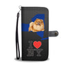 Cute Pomeranian Dog Print Wallet CaseNY State