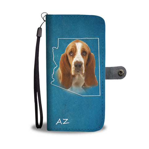Cute Basset Hound Print Wallet CaseAZ State