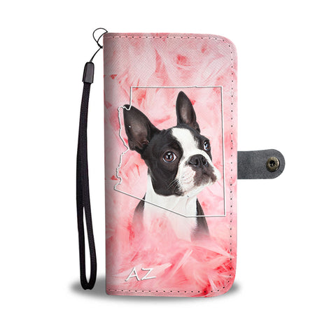 Lovely Boston Terrier Print Wallet Case AZ State