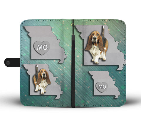 Cute Basset Hound Print Wallet CaseMO State