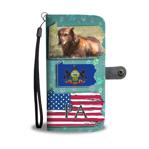 Dachshund Dog Print Wallet CasePA State