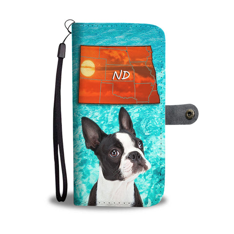 Boston Terrier Print Wallet CaseND State