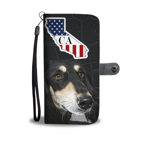 Saluki Dog Print Wallet CaseCA State