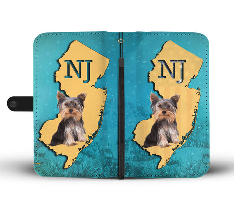 Cute Yorkie Print Wallet CaseNJ State