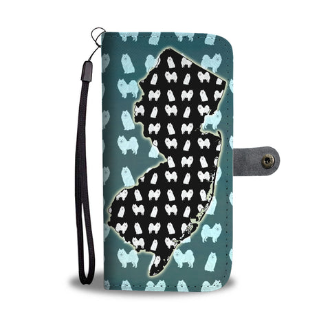 American Eskimo Dog Pattern Print Wallet CaseNJ State