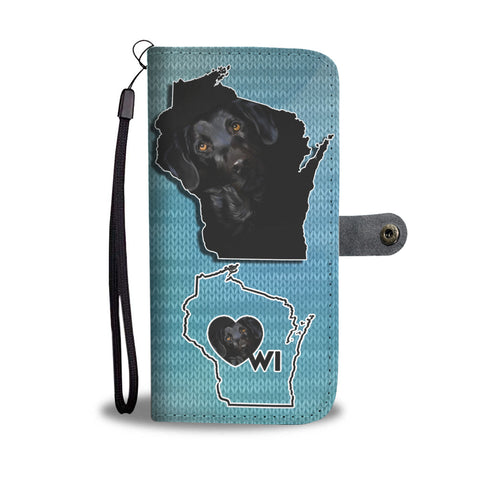 Amazing Black Labrador Print Wallet CaseWI State