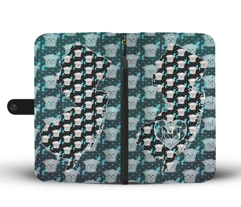 Cute Maltese Pattern Print Wallet CaseNJ State