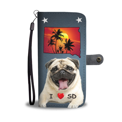 Pug Dog Print Wallet CaseSD State