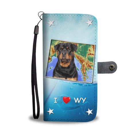 Cute Rottweiler Dog Print Wallet CaseWY State