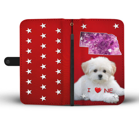 Maltese Dog On Red Print Wallet CaseNE State