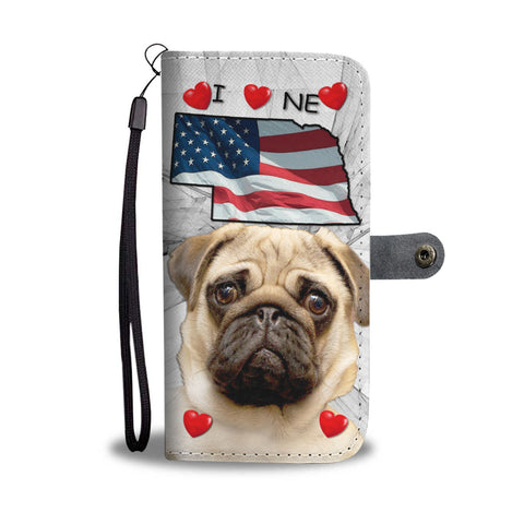 Pug On White Print Wallet CaseNE State