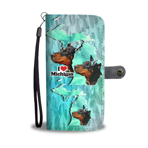 Doberman Pinscher Dog Print Wallet CaseMI State