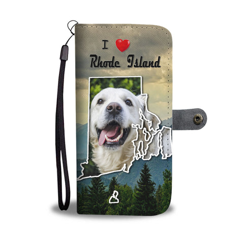 Cute Golden Retriever Print Wallet CaseRI State