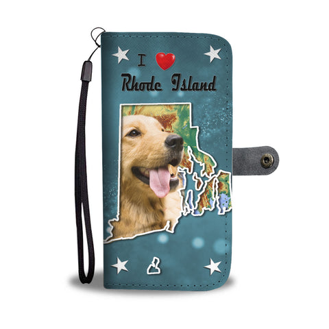 Lovely Golden Retriever Print Wallet CaseRI State