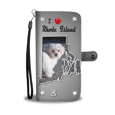 Cute Maltese Dog Print Wallet CaseRI State