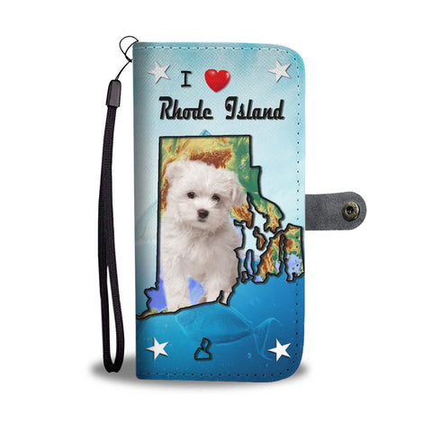 Lovely Maltese Dog Print Wallet CaseRI State