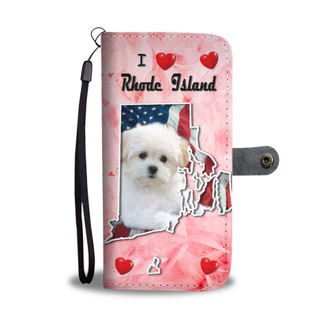 Maltese Dog On Pink Print Wallet CaseRI State