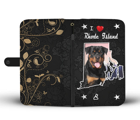 Rottweiler Dog On Black Print Wallet CaseRI States