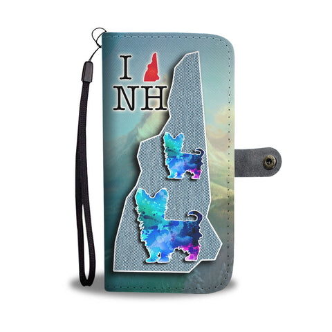 Cute Yorkie Dog Art Print Wallet CaseNH State