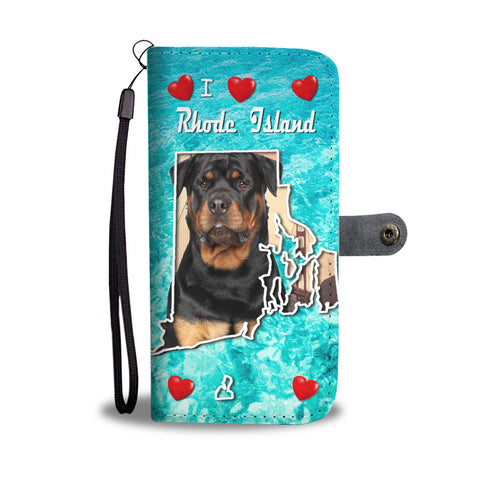 Cute Rottweiler Dog Print Wallet CaseRI States