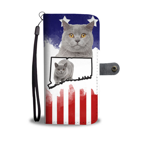 British Shorthair Cat Print Wallet CaseCT State