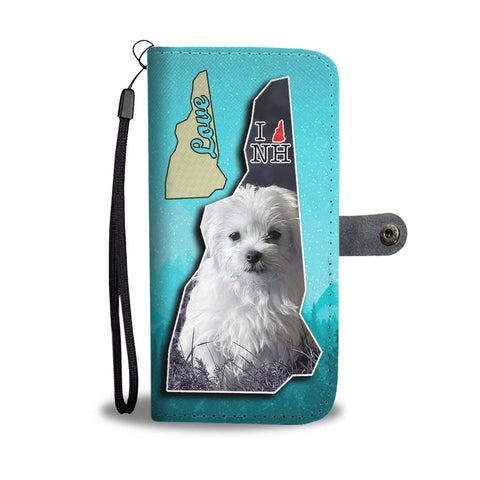 Cute Maltese Dog Print Wallet CaseNH State