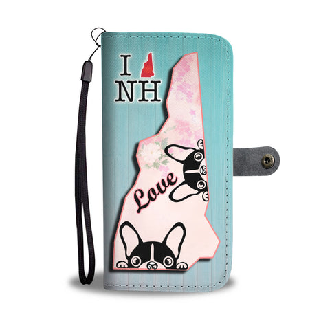 Cute Boston Terrier Dog Art Print Wallet CaseNH State
