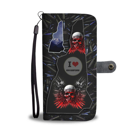 Gun and Skull Print Wallet CaseNH State