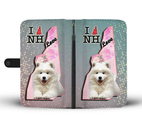 Lovely Samoyed Dog Print Wallet CaseNH State