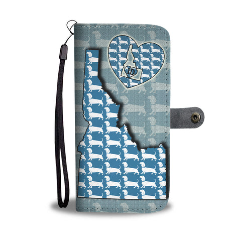 Dachshund Dog Pattern Print Wallet CaseID State