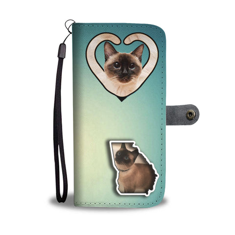 Siamese Cat Print Wallet CaseGA State