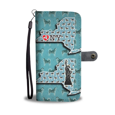 Alaskan Malamute Dog Pattern Print Wallet CaseNY State