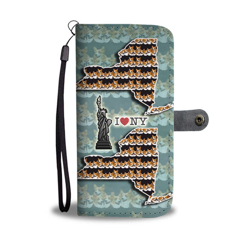 Cardigan Welsh Corgi Pattern Print Wallet CaseNY State