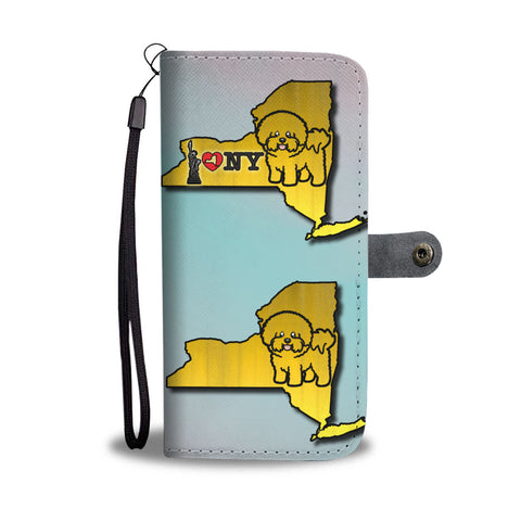 Cute Bichon Fries Dog Art Print Wallet CaseNY State