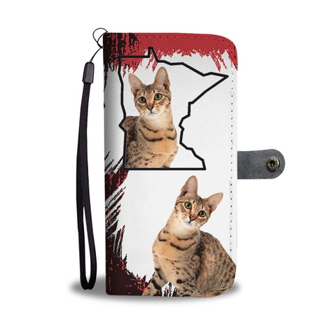 Amazing Savannah cat Print Wallet CaseMN State