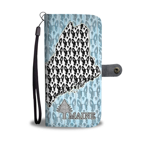 Cute Boston Terrier Pattern Print Wallet CaseME State