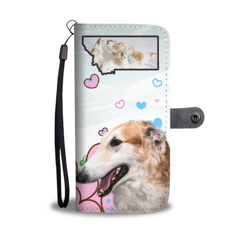Borzoi Dog Print Wallet CaseMT State