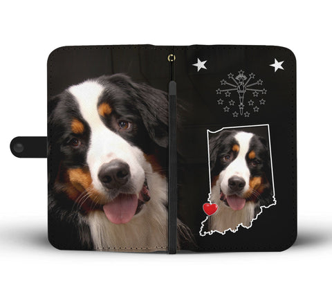 Cute Bernese Mountain Dog Print Wallet CaseIN State