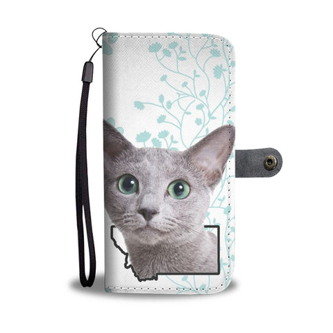 Russian Blue Cat Print Wallet CaseMT State