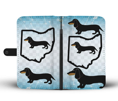 Dachshund Dog Print Wallet CaseOH State