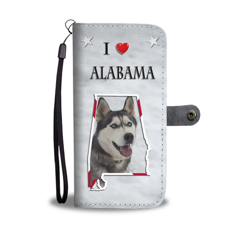 Cute Siberian Husky Print Wallet CaseAL State