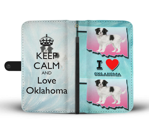 Cute Japanese Chin Dog Print Wallet CaseOK State
