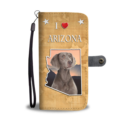 Weimaraner Dog Print Wallet CaseAZ State